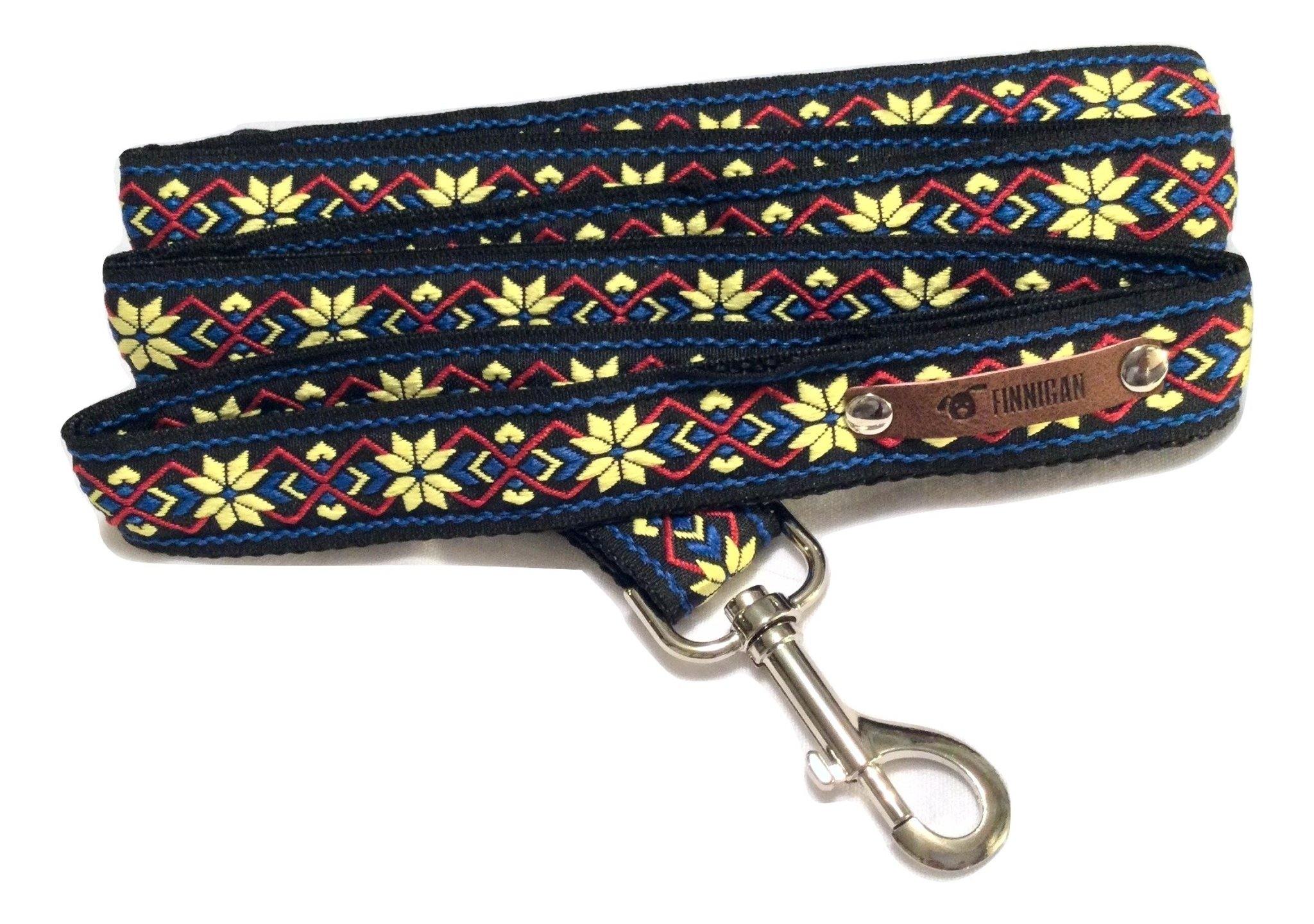 Finnigan Designer 7ft Dog Lead featuring double-layer nylon webbing and strong metal hardware, perfect for stylish and durable dog walks.